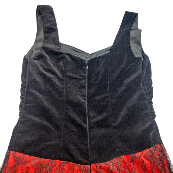 Handmade Vintage Gothic Red Black Velvet Lace Maxi Victorian Maxi Dress Small - Picture 5 of 11